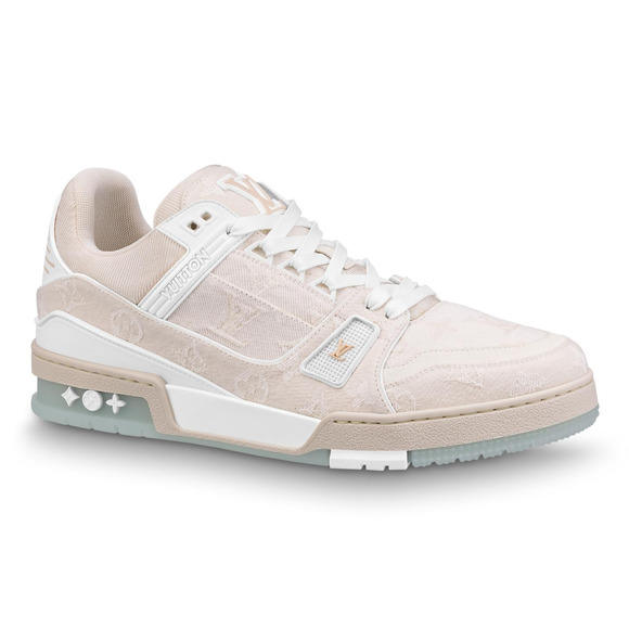 Louis Vuitton Beige Denim Monogram White Low Top Trainer Sneaker UK 9 US 10 11 - Picture 1 of 16